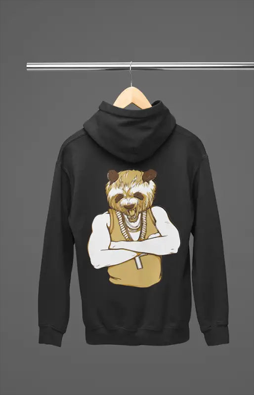 Mens Hooded SweatShirt Wolf Men - Black / XS